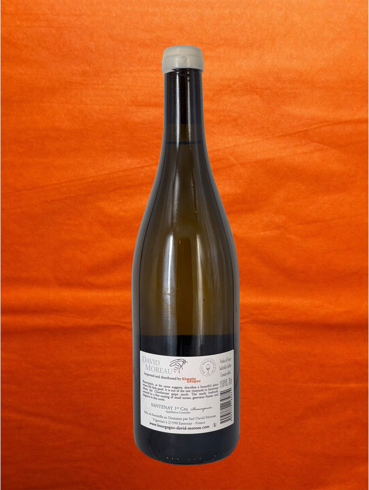 David Moreau 2023 Santenay 1cru Blanc 'Beaurepaire' back label