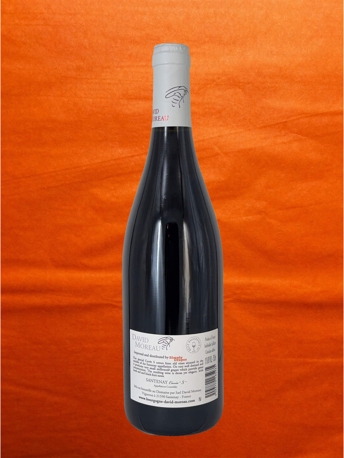 David Moreau 2023 Santenay Rouge 'Cuvée S' back label