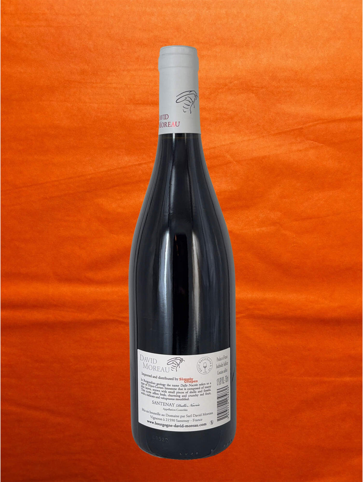 David Moreau 2023 Santenay Rouge 'Dalle Nacrée' back label