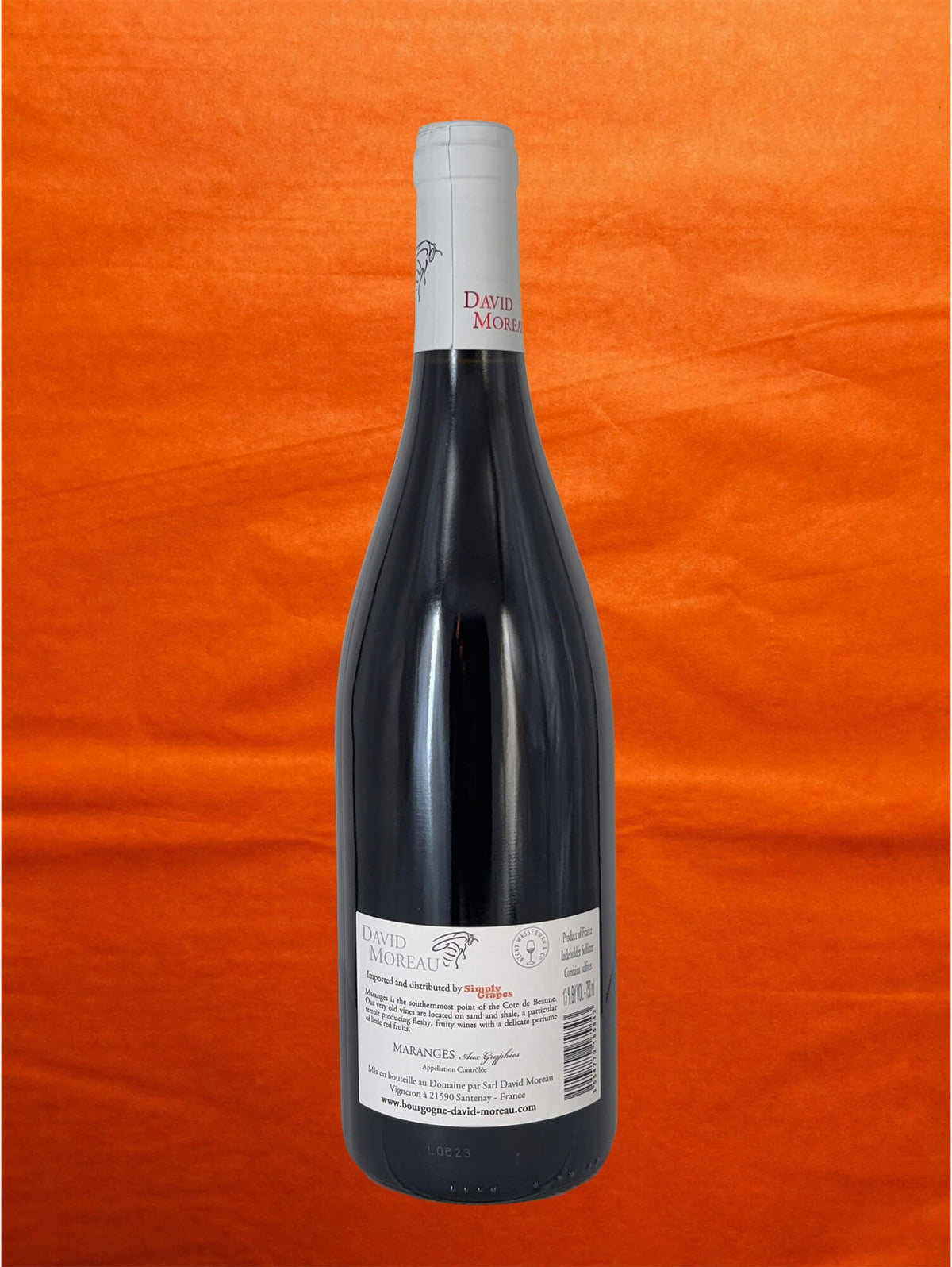 David Moreau 2023 Maranges 'Les Gryphées' back label