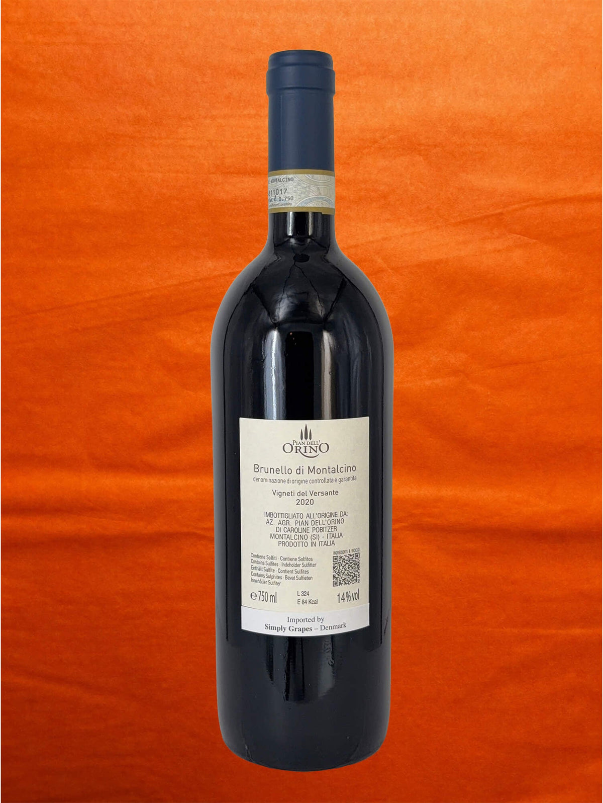 Pian Dell'Orino 2020 Brunello 'Vigneti Del Versante' back label