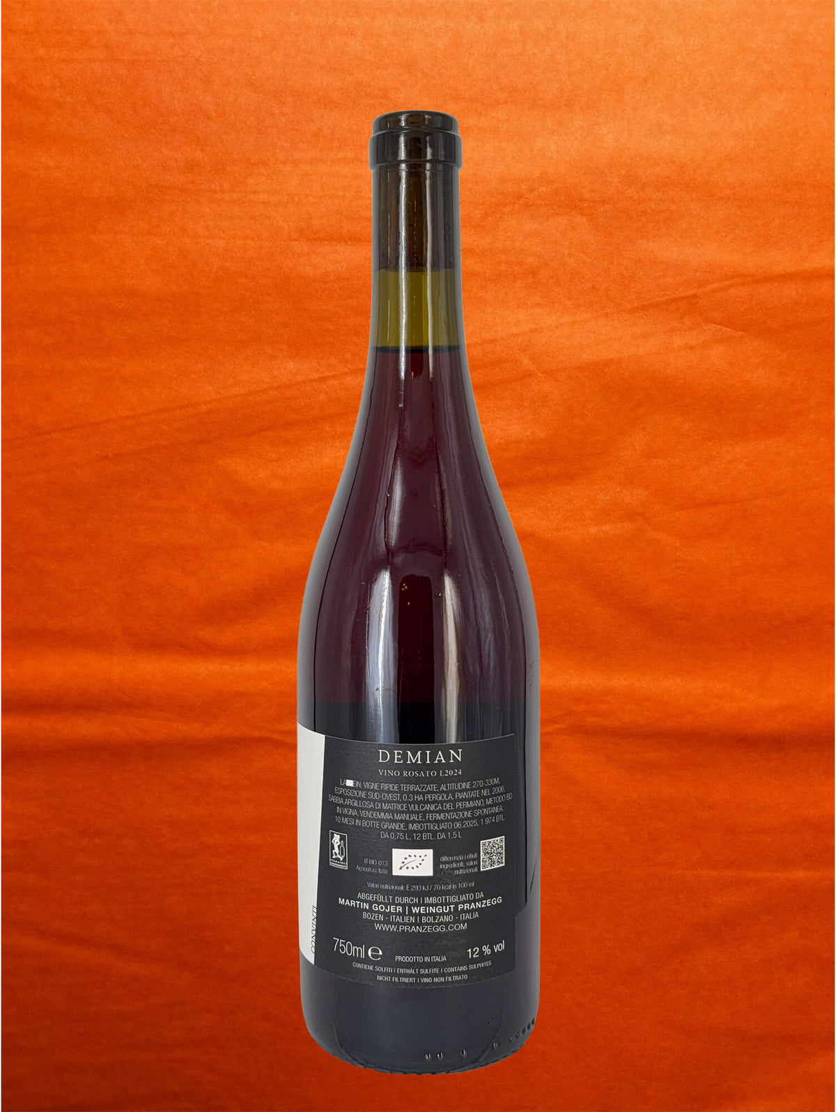 Pranzegg 2024 Demian Vino Rosato back label