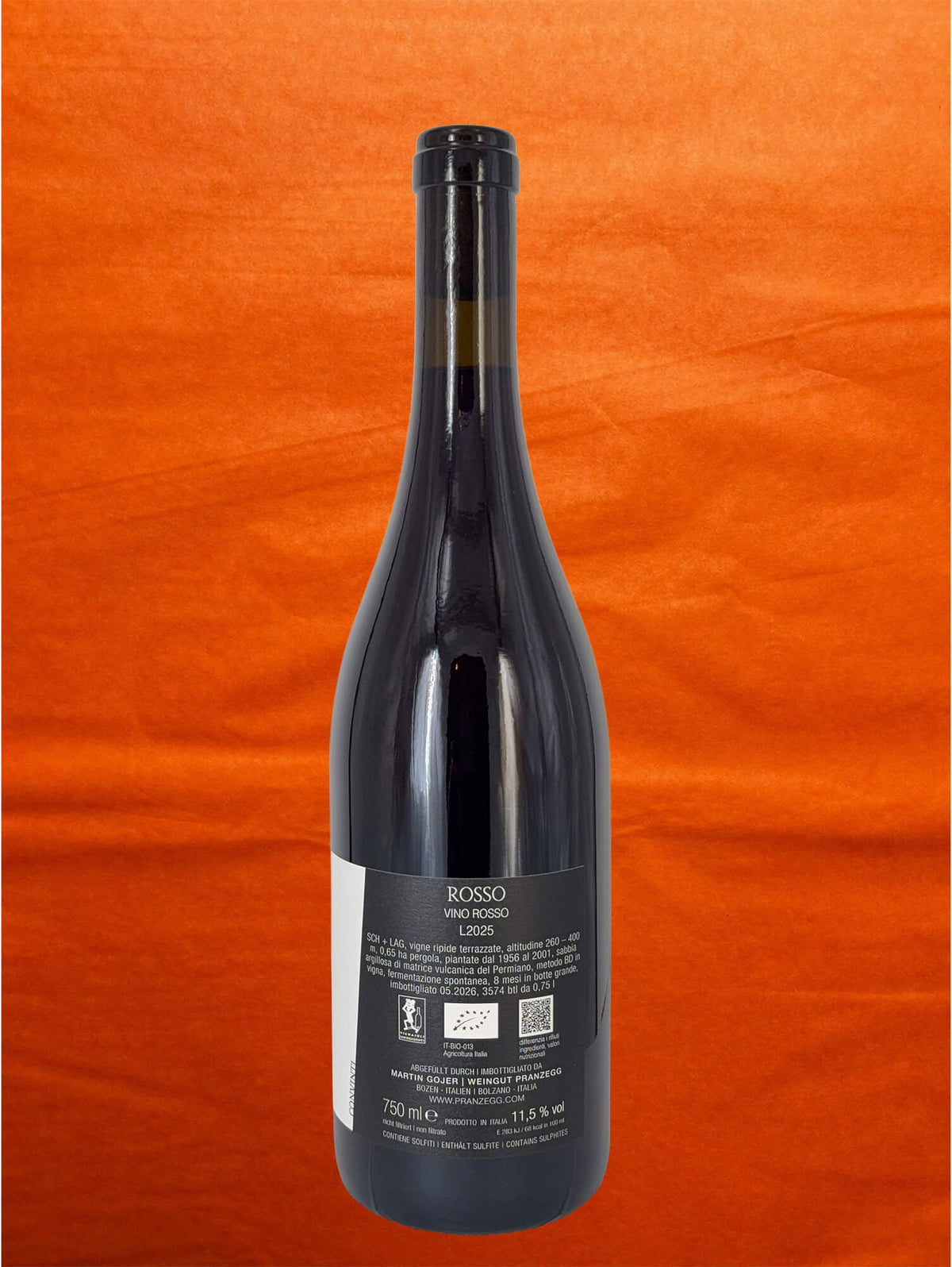 Pranzegg 2025 Vino Rosso back label