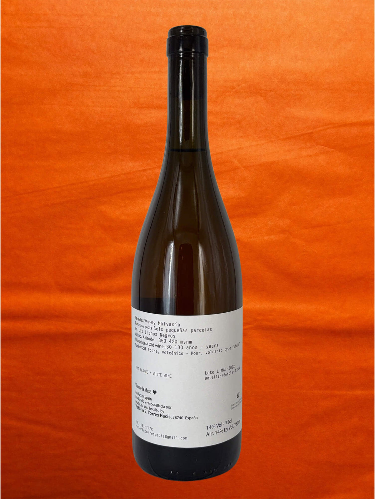 Victoria Torres Pecis 2022 Malvasía Piezas N4 back label