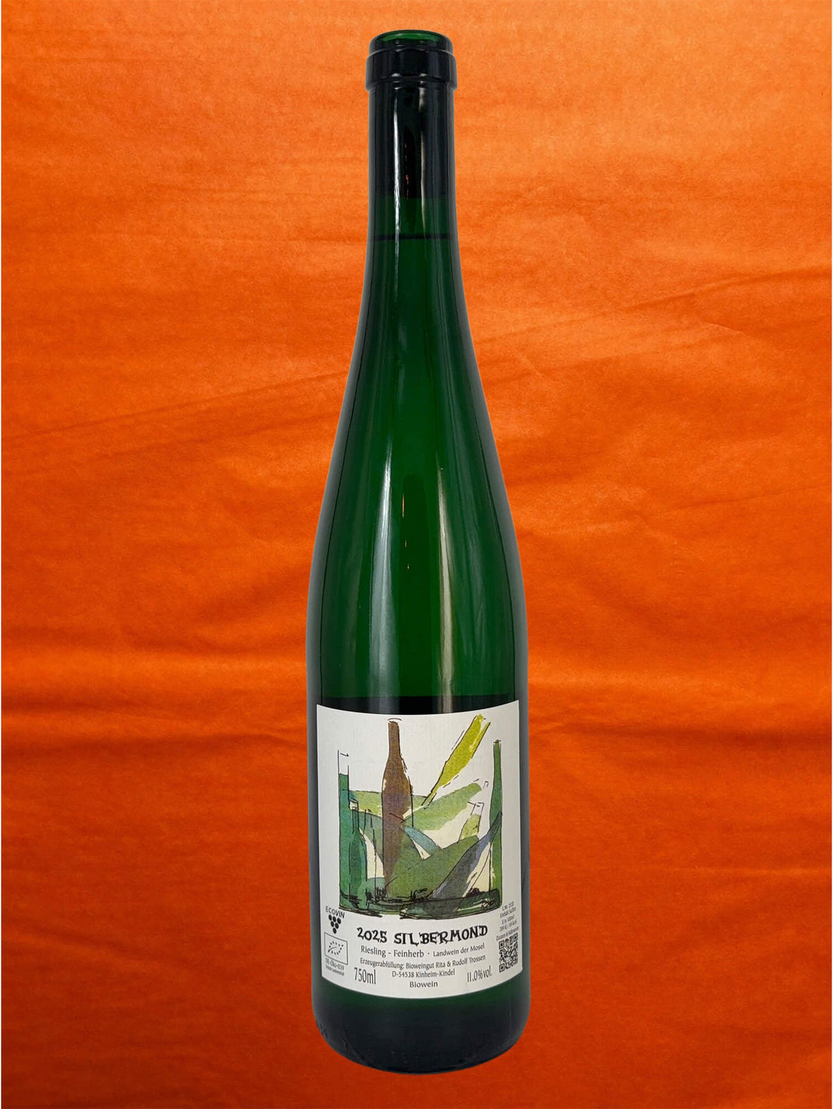 Rita & Rudolf Trossen 2025 Silbermond Feinherb Riesling front label
